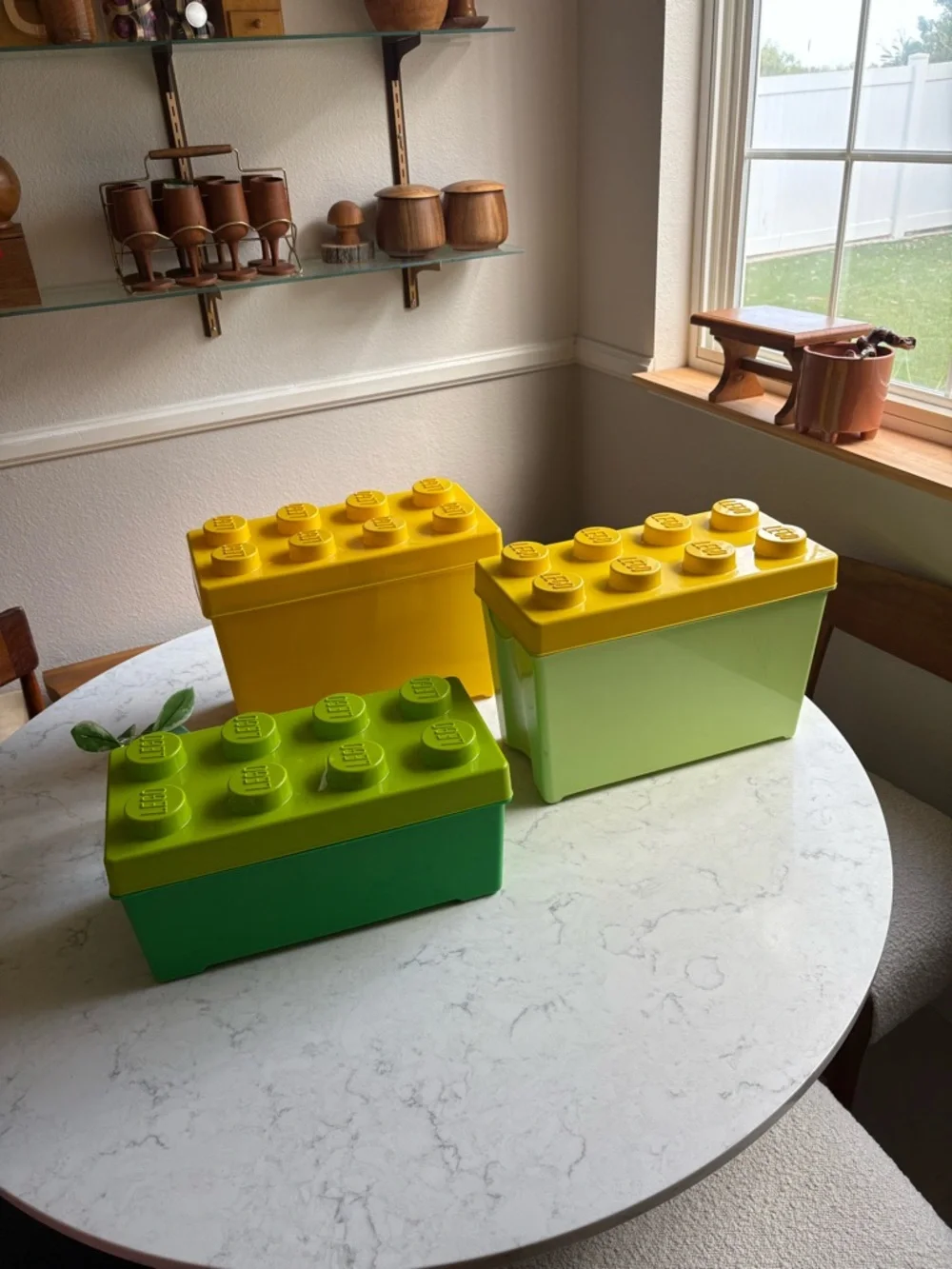 Lego Stackable Storage Bricks in Yellow and Lime Green